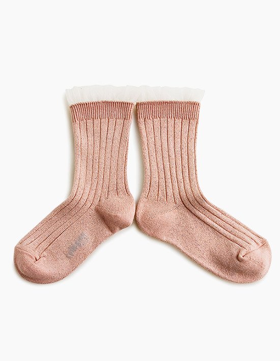 [꼴레지앙] 앨리제 튤 레이스 유아동 양말 - 로즈