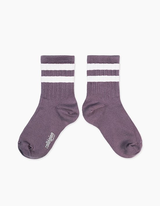 [꼴레지앙] 니코 스트라이프 유아동 양말 - 퍼플