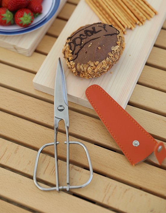 [브리즈문] 올 스텐 캠핑용 가위+가죽케이스 세트