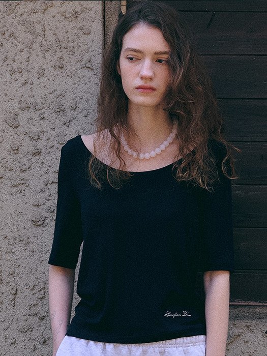 [데누]Wide Uline Top_Navy