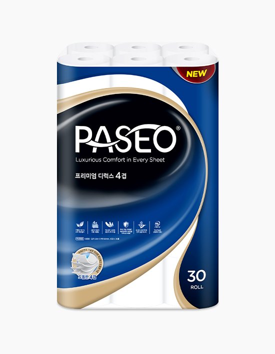 [파세오] 4겹 프리미엄 디럭스 화장지 25M X 30롤 (98mm)