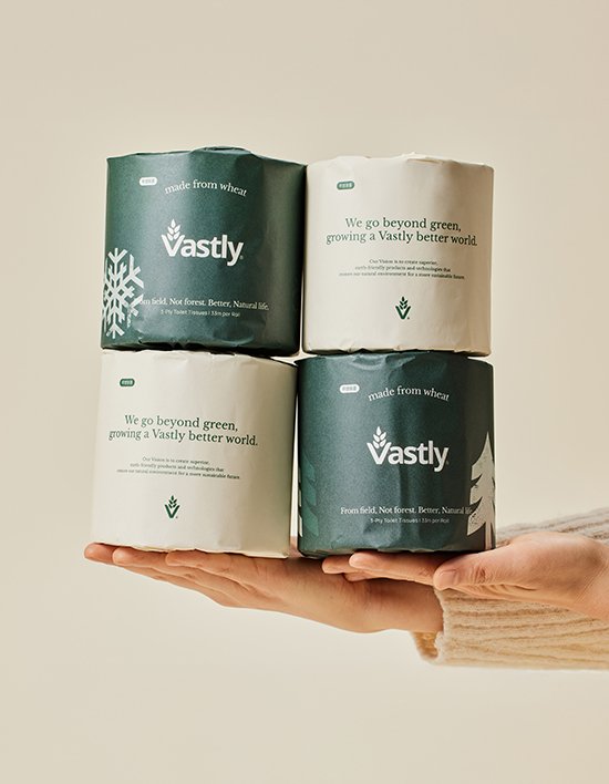 [바스틀리] 부드럽고 잘 내려가는 3겹 밀짚 두루마리 화장지 12롤 개별포장 (33m X 12롤)