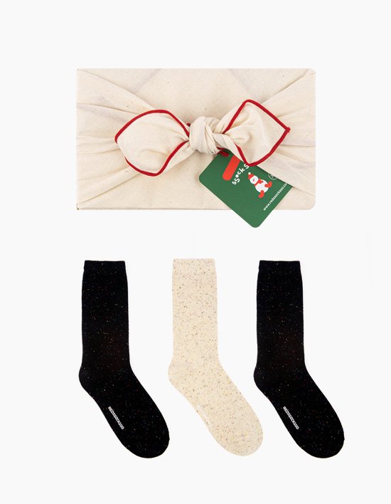 [레드싹수](보자기 선물세트) 울55% 랩부 베이직삭스 3개입 2종 (택1)