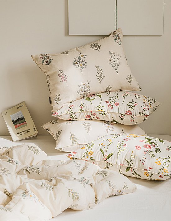 [드리울] 더가든 광목 플라워 순면 차렵이불 SS/Q 12종 (택1)