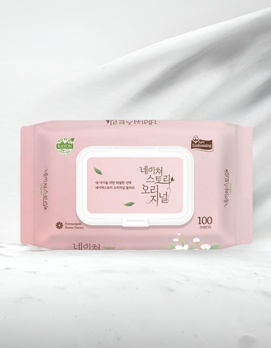 [네이쳐스토리] 부드러운 엠보싱 캡형 오리진 아기 물티슈 100매 10팩