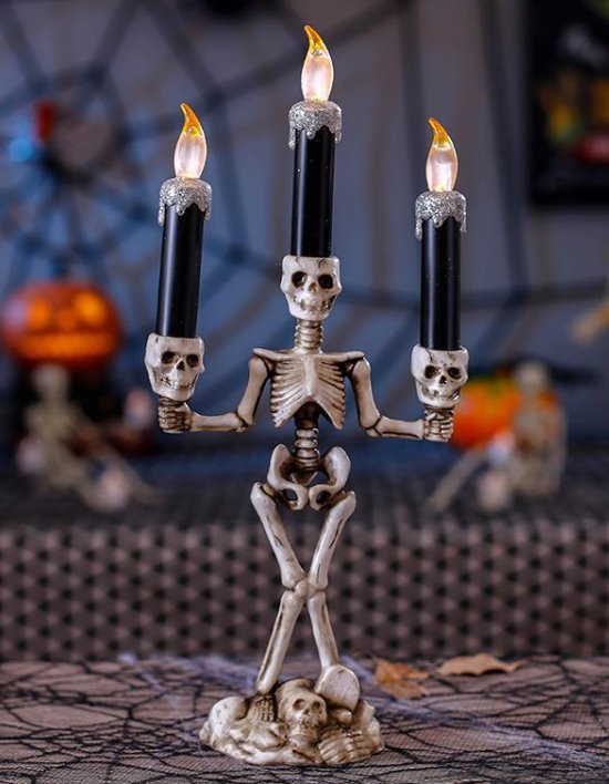 [쏙쏙마켓] 할로윈 LED 촛대 조명 해골 3봉 파티용품 (할로윈 해골3봉 LED 조명)