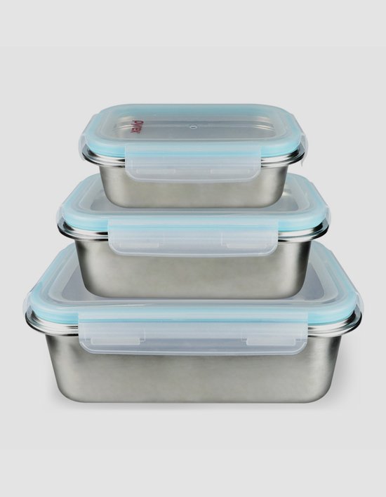 [파이렉스] 스테인리스 스틸 밀폐용기 650ml+1300ml+2250ml 3p 세트