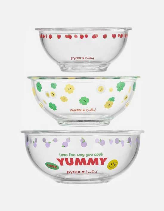 [파이렉스] 노티드 내열유리 믹싱볼 880ml 1.4L 2.4L