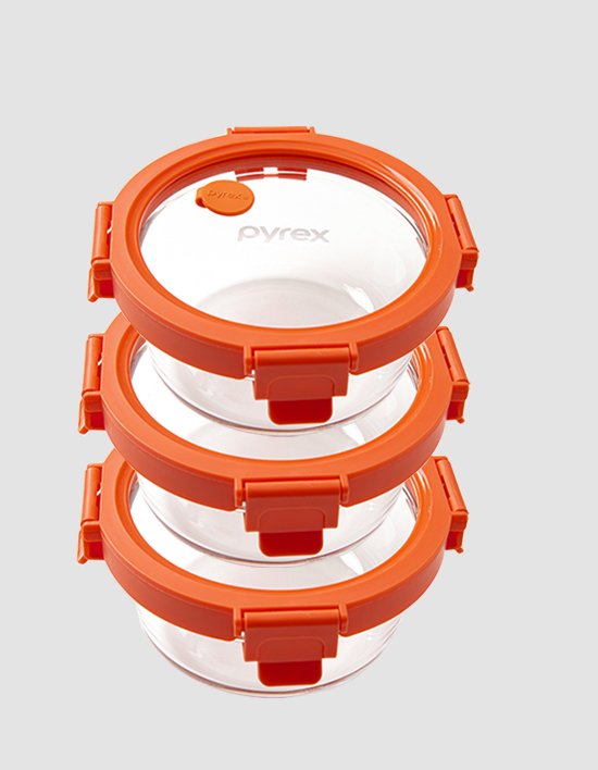 [파이렉스] 스팀 앤 올 글라스 내열유리 밀폐용기 원형 400ml