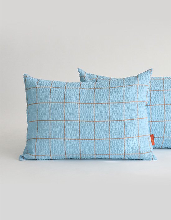 [보웰] BWTZ 블루그리드 뱀부 시어서커 여름 베개커버 2장