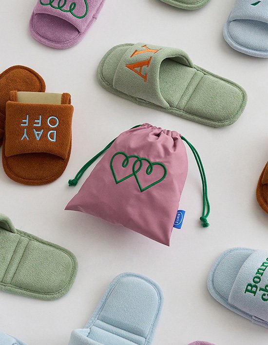 [보웰] BWTZ 여행용 테리 실내화 슬리퍼 파우치 세트 8종 (택1)