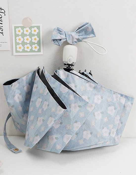 [포유렐라]  스카이벚꽃 UV차단 3단 암막 접이식 휴대용 자동우산