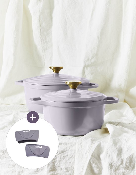 [테팔] 인덕션 세라믹 에어 주물냄비 프렌치라벤더 2종 (택1) (+실리콘손잡이 증정)