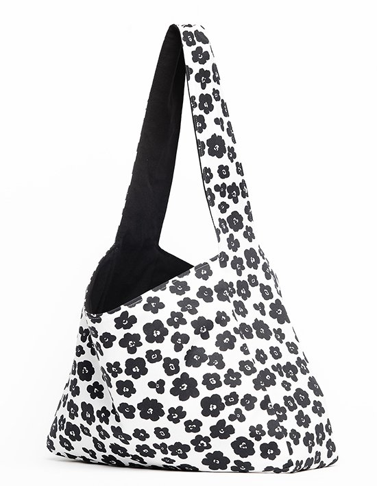 [비덜스트] 플라워 빅 스퀘어 리버서블 호보백_화이트