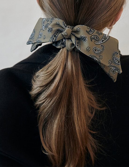 [비덜스트] 페이즐리 리본 헤어 스크런치 2종 (택1)