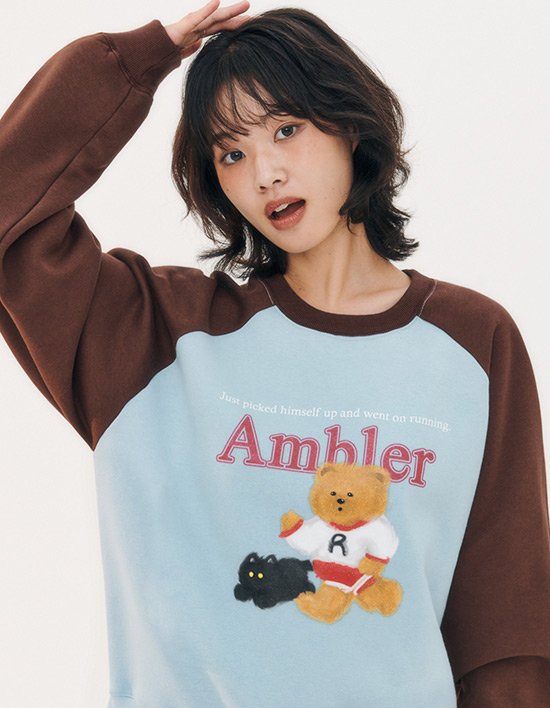 [엠블러] Running 래글런 맨투맨 티셔츠 AMM1316 블루 (택1)