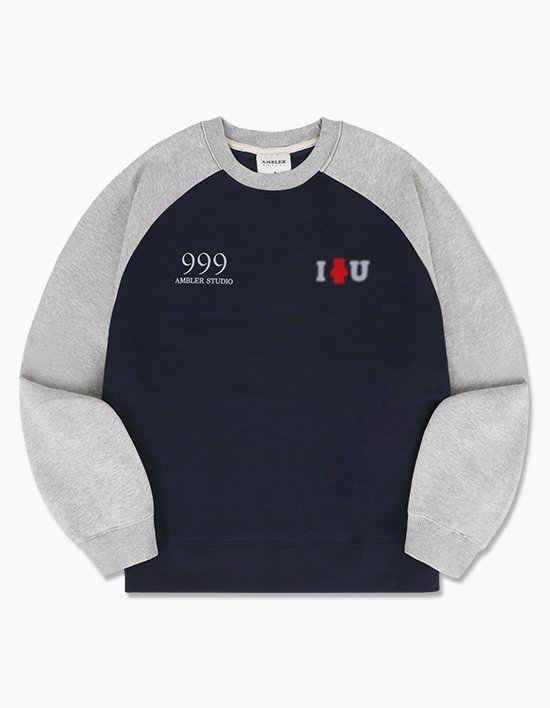 [엠블러] I 곰 U 맨투맨 티셔츠 AMM1214 네이비 (택1)