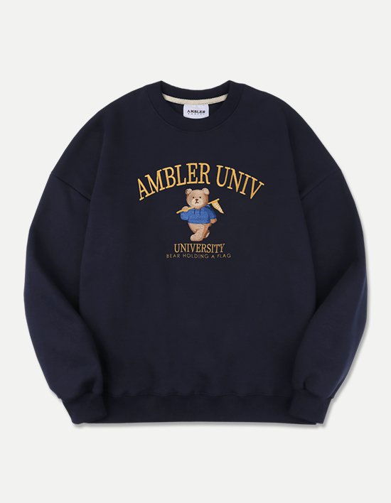 [엠블러] AMBLER UNIVERSITY 오버핏 맨투맨 AMM909 네이비 (택1)