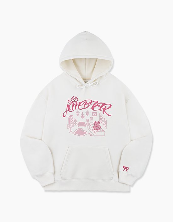 [엠블러] MY SWEET HOME 자수 후드 티셔츠 AHP1210 아이보리 (택1)