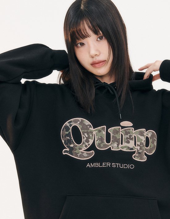 [엠블러] Quip 카모 패치 후드 티셔츠 AHP1211 블랙 (택1)