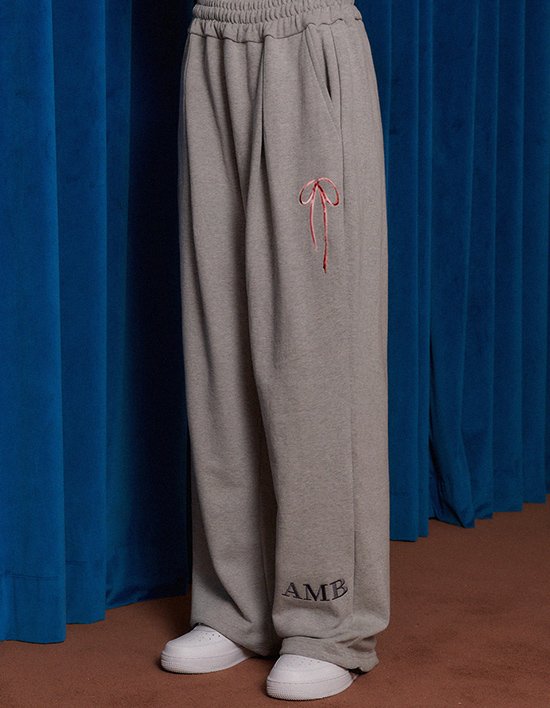 [엠블러]Pants with ribbon 원턱 투웨이 스웨트팬츠 AP801 멜란지 (택1)