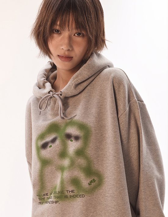 [엠블러] Hug me 그래픽 후드 티셔츠 AHP1201 멜란지 (택1)