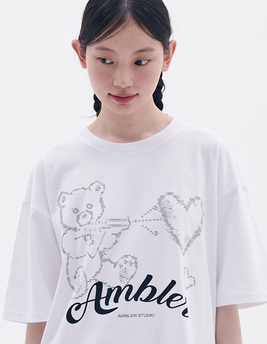 [엠블러] Love gun 야광 그래픽 반팔 티셔츠 AS1223 화이트 (택1)