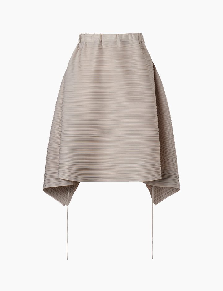 [몽플리쎄] 여성 가로 주름 플리츠 밴딩 미니 스커트 (베이지)