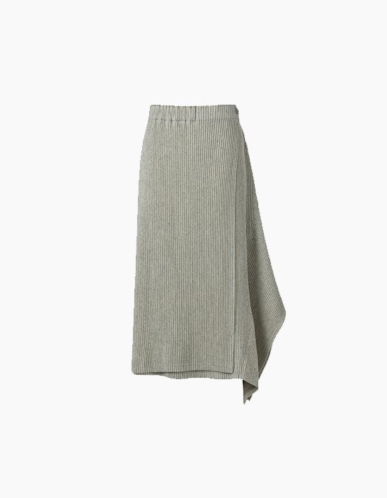 [몽플리쎄] 여성 사이드 패치 A라인 플리츠 스커트 (에크루)