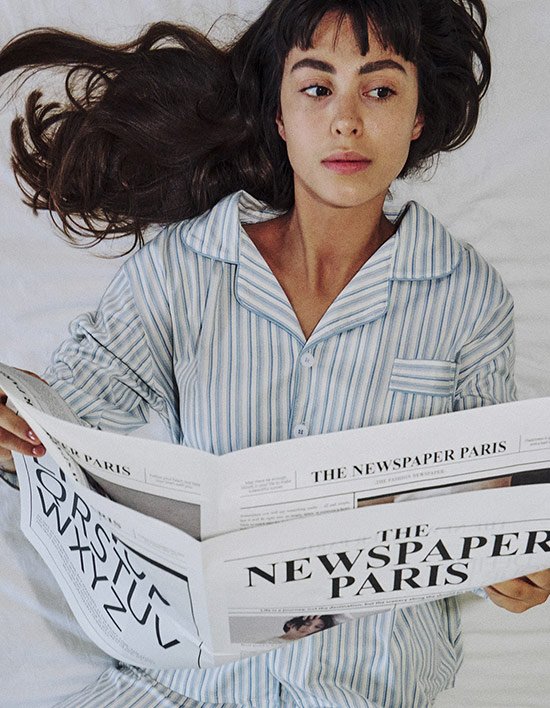 [오프아워] 에반 피치 플러프 긴팔 잠옷 세트