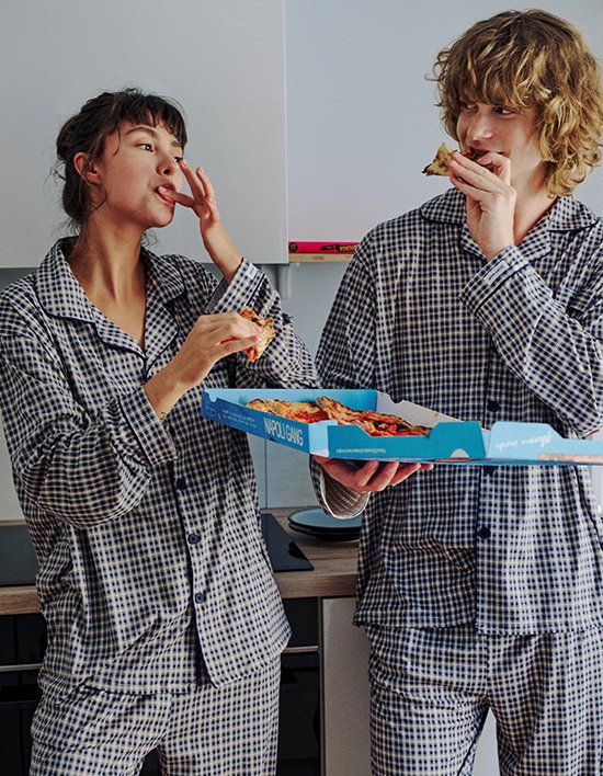 [오프아워] 아든 피치 플러프 긴팔 잠옷 세트