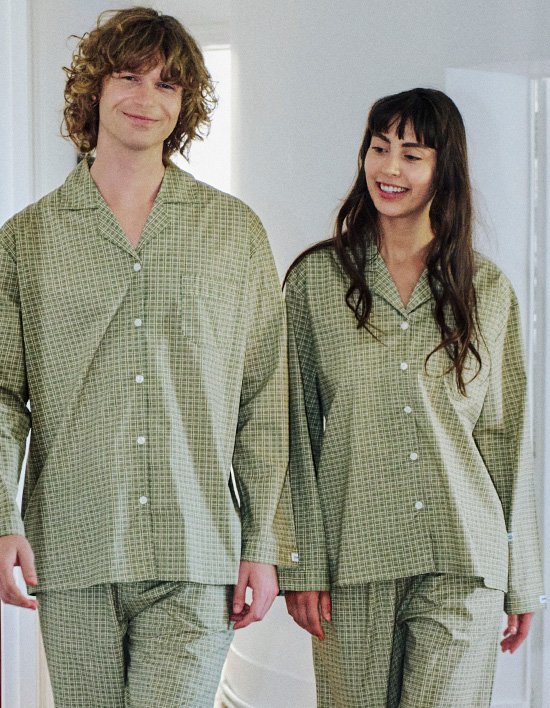 [오프아워] 세더올리브 코튼블렌드 긴팔 잠옷 세트