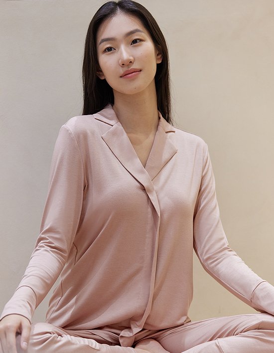 [허비쉬] 이너캡 벨커프스 파자마 세트 모브핑크