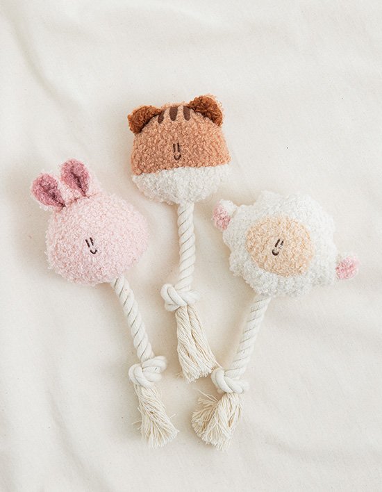 [봉봉그린 ] 퍼리프렌즈 로프 터그 장난감 3종 - 다람쥐/양/토끼 (택1)