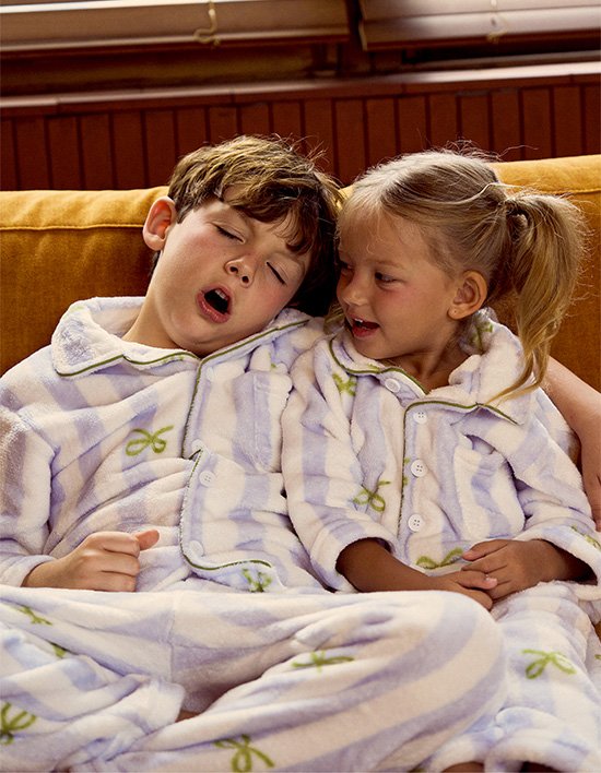 [도씨 키즈] 2PACK/플러피 보니 긴팔 키즈 수면 잠옷 세트 (라일락)