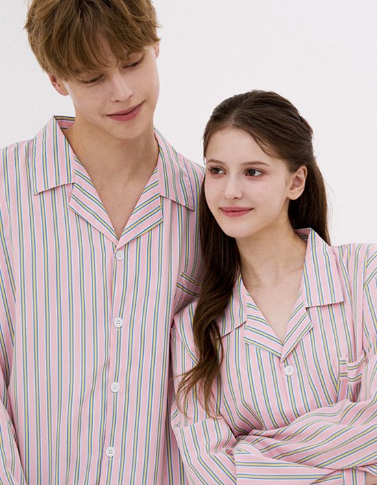 [도씨] 2PACK/실크핏 킨더 긴팔 커플 잠옷 세트