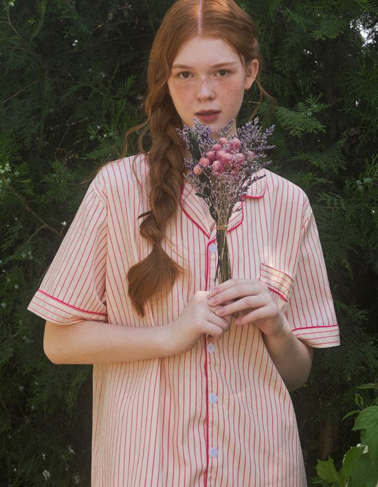 [도씨] 실크핏 러브썸 반팔 커플 잠옷 세트