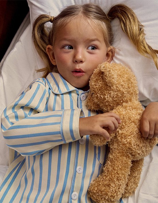 [도씨 키즈] 실크핏 퓨어 긴팔 키즈 잠옷 세트