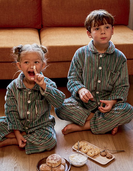 [도씨 키즈] 2PACK/플러피 크리미 긴팔 키즈 수면 잠옷 세트 (민트)