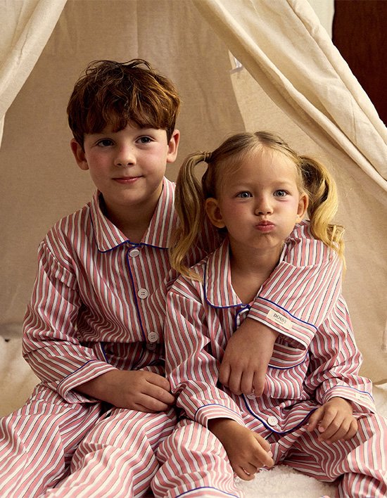 [도씨 키즈] 실크핏 피오니 긴팔 키즈 잠옷 세트