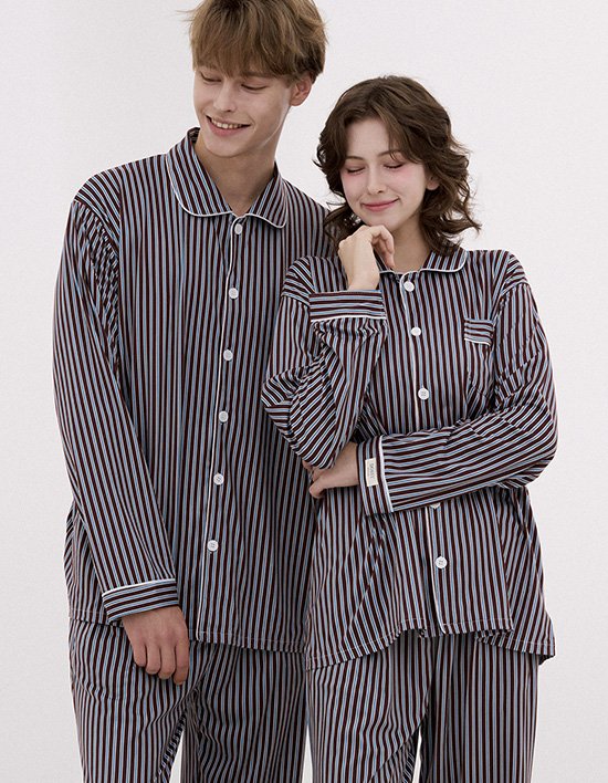 [도씨] 2PACK소프킨 허쉬 긴팔 커플 잠옷 세트