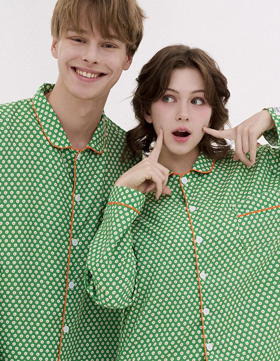 [도씨] 코튼라이크 트윙키 긴팔 커플 잠옷 세트