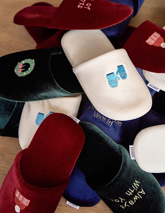 [도씨] 윈터 벨벳 룸슈즈