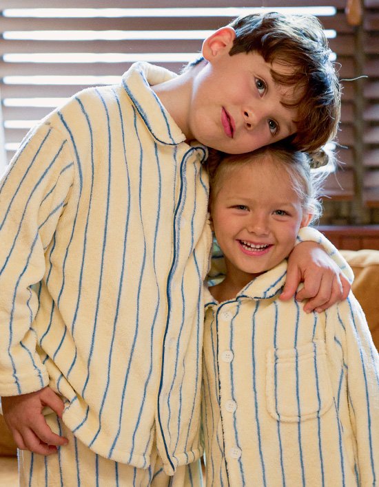 [도씨 키즈] 플러피 크리미 긴팔 키즈 수면 잠옷 세트