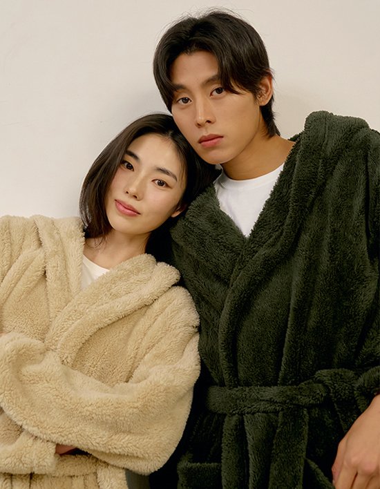 [마른파이브] 히트터치 커플 롱후리스 캠핑 수면 가운 8종 (택1)