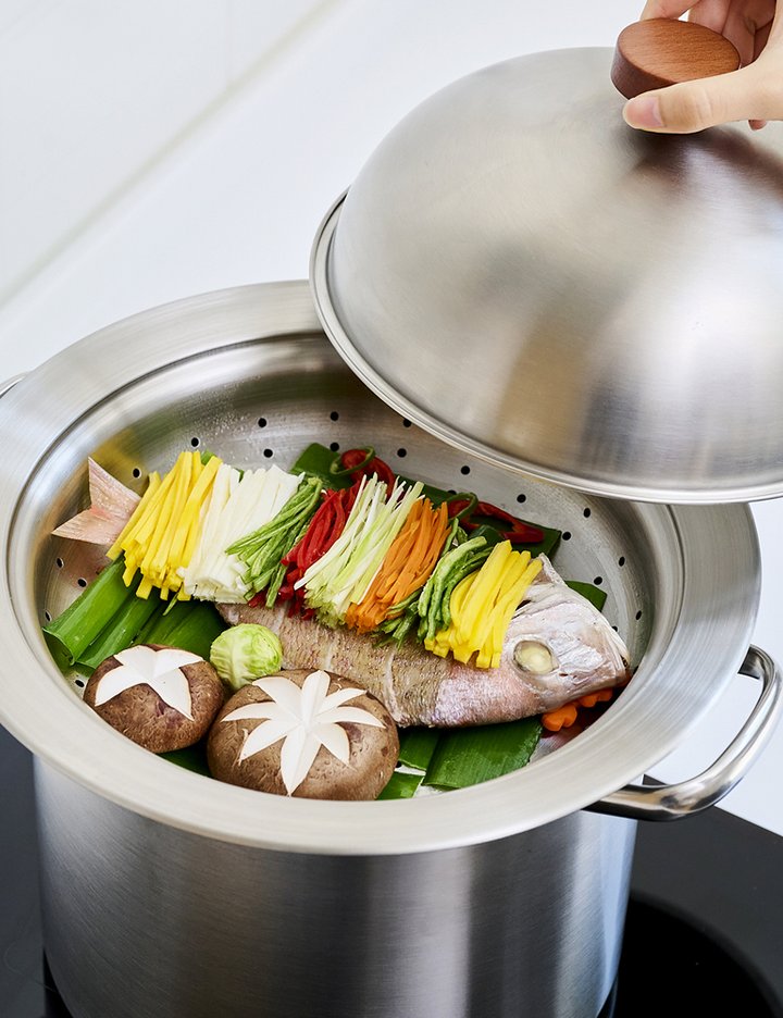 [르메이드] 스텐 304 촉촉 돔 스티머 멀티 찜기 + 뚜껑 세트 - 마켓컬리