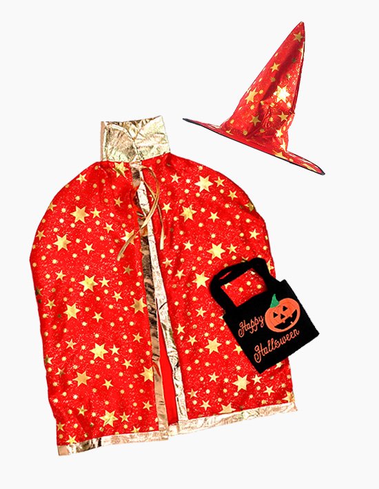 [파티쇼] 별무늬망토모자세트아동 + 사탕주머니 레드