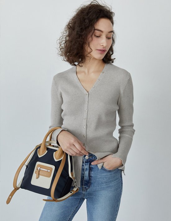 [mfnt] 플레이 토트/숄더/크로스백 바닐라 (고밀도 나일론 + 이탈리아 소가죽) (Vanila(Navy))