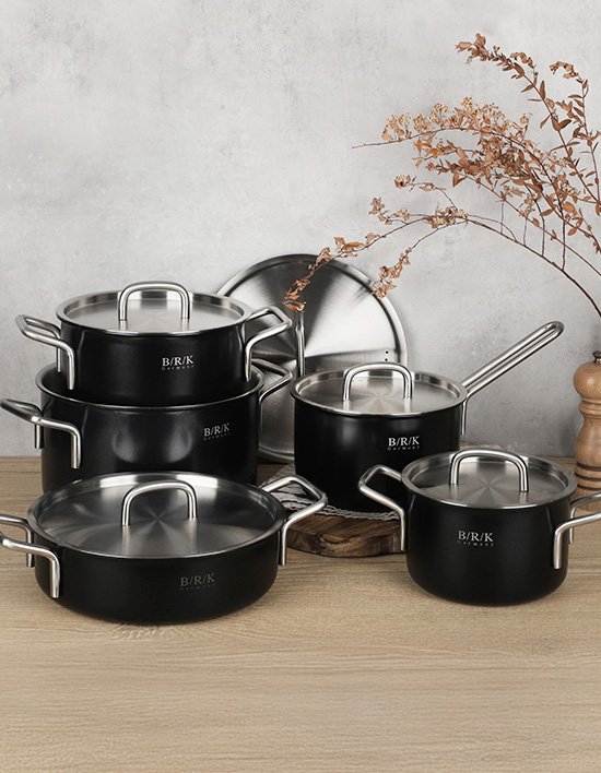 [BRK] 노르딕 통5중 냄비 5종 세트 미드나잇 블랙(16,18편수,20,24,24전골. (단품)