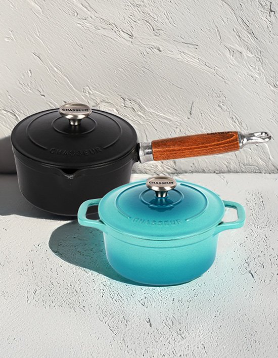 [차세르] 프리미엄 무쇠주물 냄비 2종세트(편수블랙16+양수보라보라16cm) (단품)